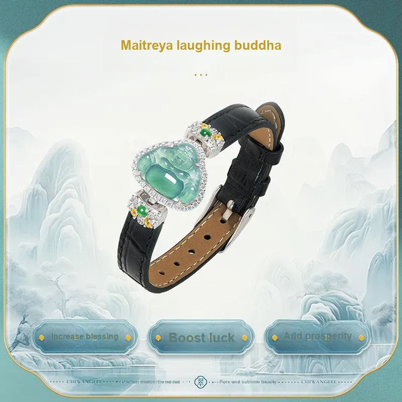 Princess Cui Ice Glutinous Jadeite Buddha Strap Wristband Women's-1