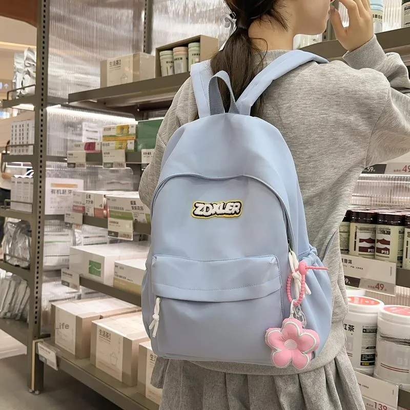 LUVISTRUE Nylon Backpack Regular Unisex Ecru/Black/Red/Light Yellow/Light Green/Sky Blue-22