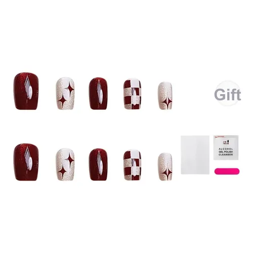 JIABITU Звезда Шахматный узор Съемный Стиль False Nail Короткий LADDER Однотонный Jump Цвет Новый китайский стиль