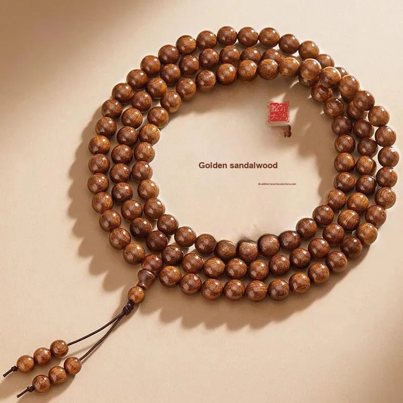 QIONGRUIGE QR Golden Sandalwood Wooden Bracelets Unisex-1
