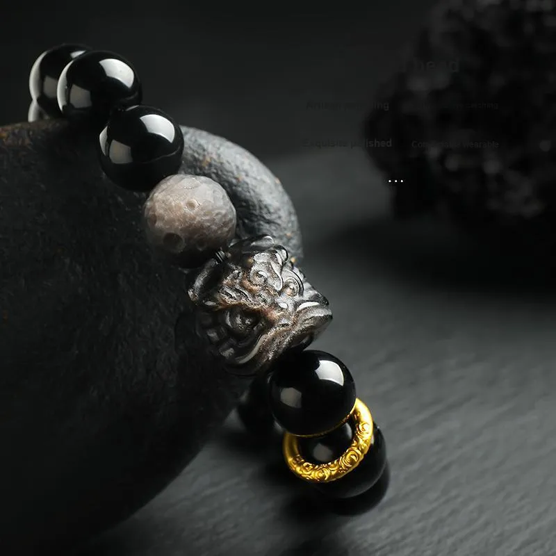 With The Heart Of The Jade Obsidian Bracelets Unisex-4