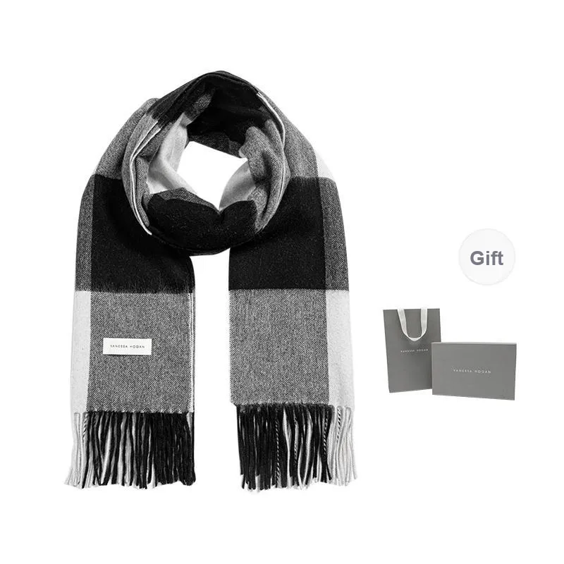 VANESSA HOGAN 100% Australian Wool Plaid Plush Yarn Shawl Cloak Unisex-7