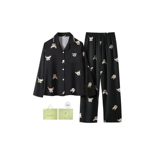 Maultiay Пижамный комплект для женщин набор в подарочной коробке черный