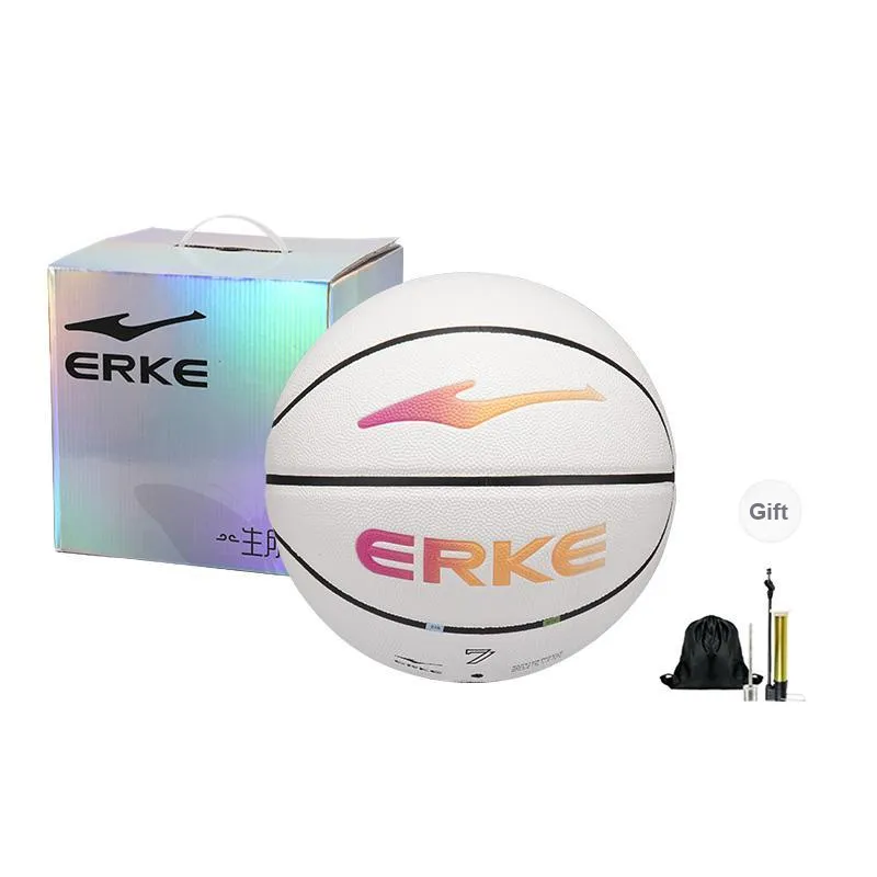 Erke PU Basketball White Size 6 And Size 7 Ball Training Unisex-5