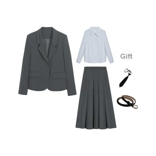 TUMANDUO Серый Трехкомпонентный Комплект Женские Юбочные Комплекты