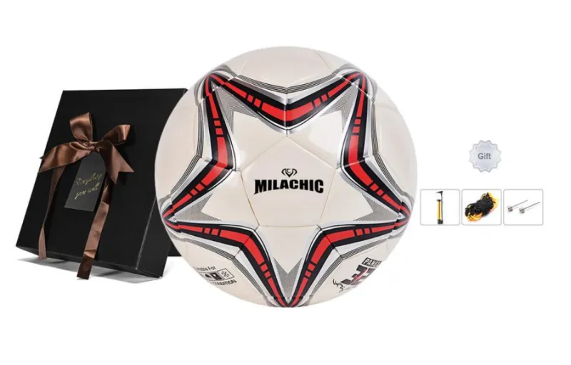 MILACHIC Size 4 Size 5 Soccer PU Machine Stitched Soccer Ball Unisex Beige Red Black-5