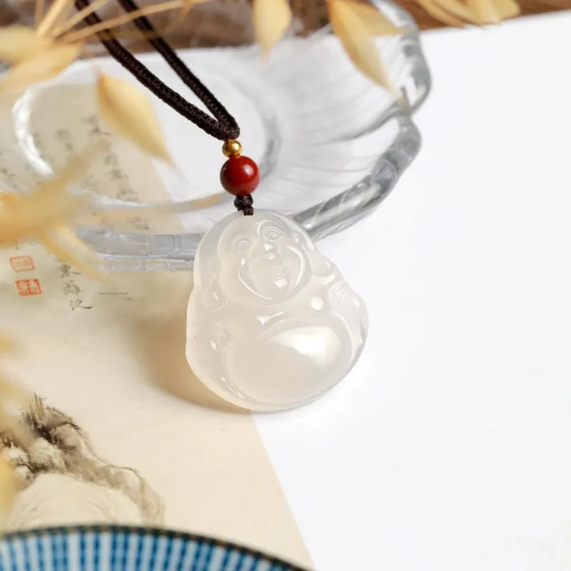 Artisan Lock Heart Jade Chalcedony Jade Necklaces Unisex Chalcedony-4