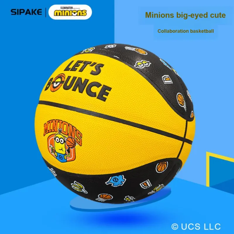 SIPAKESPORT x MINIONS PU Basketball Yellow Black Print Size 7 Ball Training Unisex-7