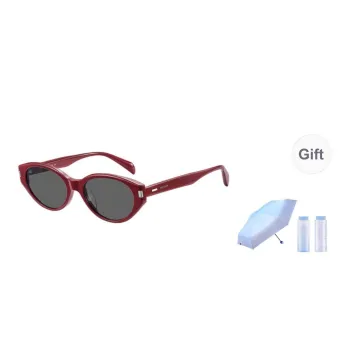 MUJOSH Plate Frame Cat Eye Spring Travel UV Protection Sunglasses Unisex Ancora Red