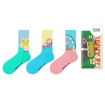 PL Mid Calf Socks Unisex Shopping Bag 3 Pack Mixed Color