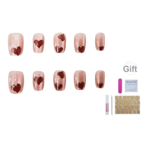 UNSEKI Кошачий глаз Сердце Сладкий Девушка Стиль False Nail Короткий LADDER Розовый Smudge Милый