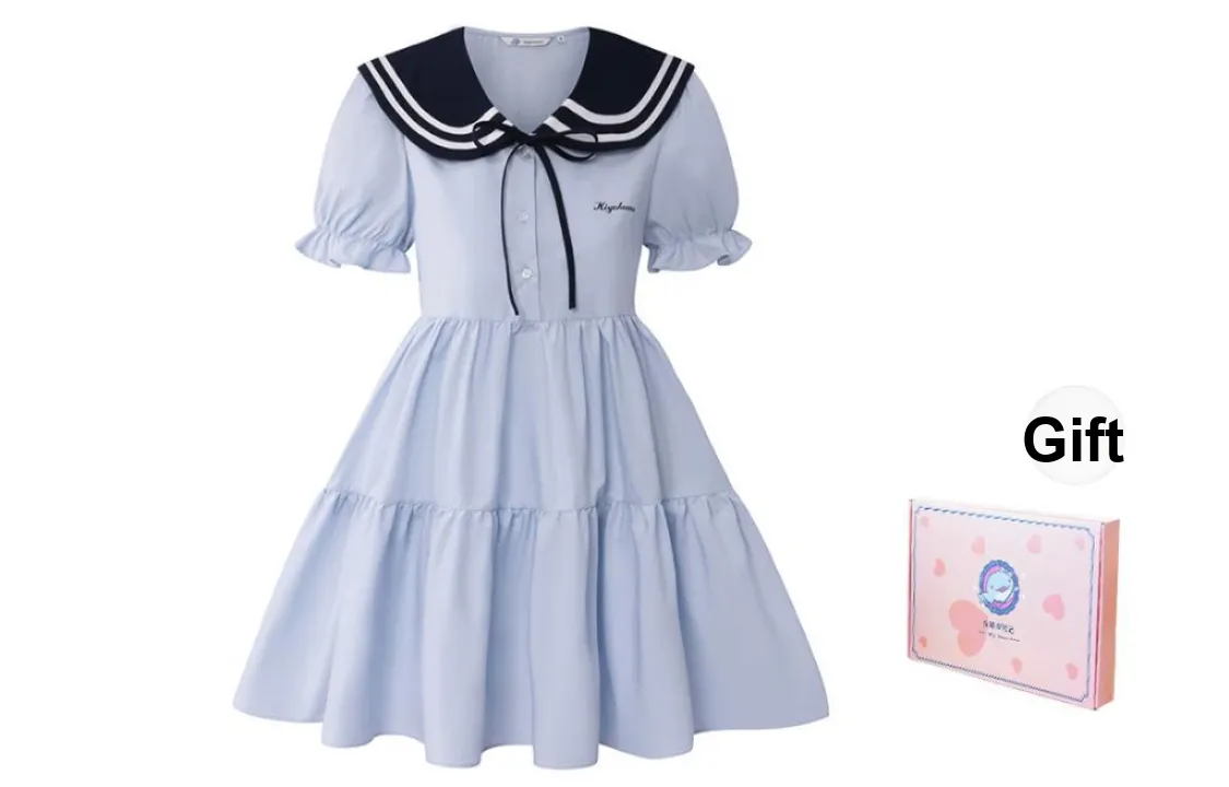 Tokyo Season Short Sleeved Dress Spring And Summer Women's Gift Box Set Blue Sea Salt Cheese