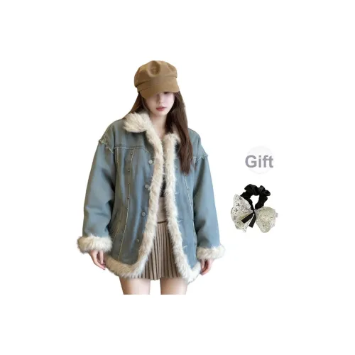 PAVEA Синий + Резинка для волос С подарками Женские Объёмные куртки (пуховики)