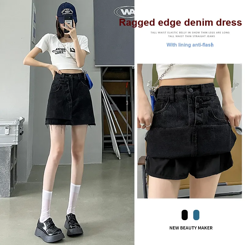 FAWENXIANGZI Denim Short Skirts Women's-8