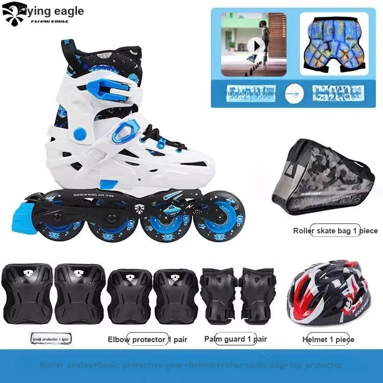 FLYING EAGLE Inline Skates PP Aluminum Alloy Kids' Blue White-1