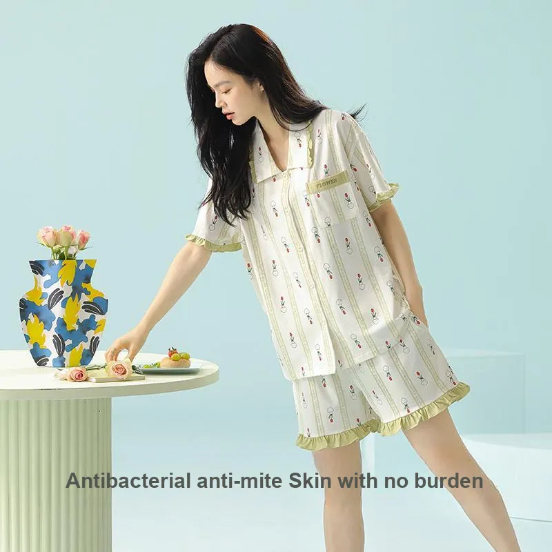 XIAFENYAN Pajama Set Women's Green-6