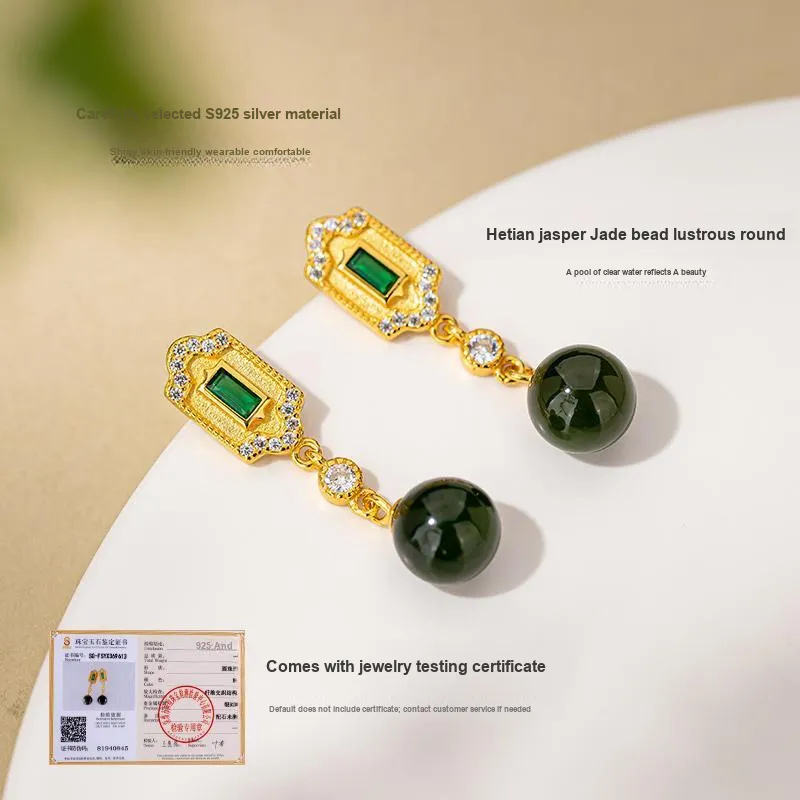 Encounter Gift Hetian Jade Earrings Jasper Women's-3