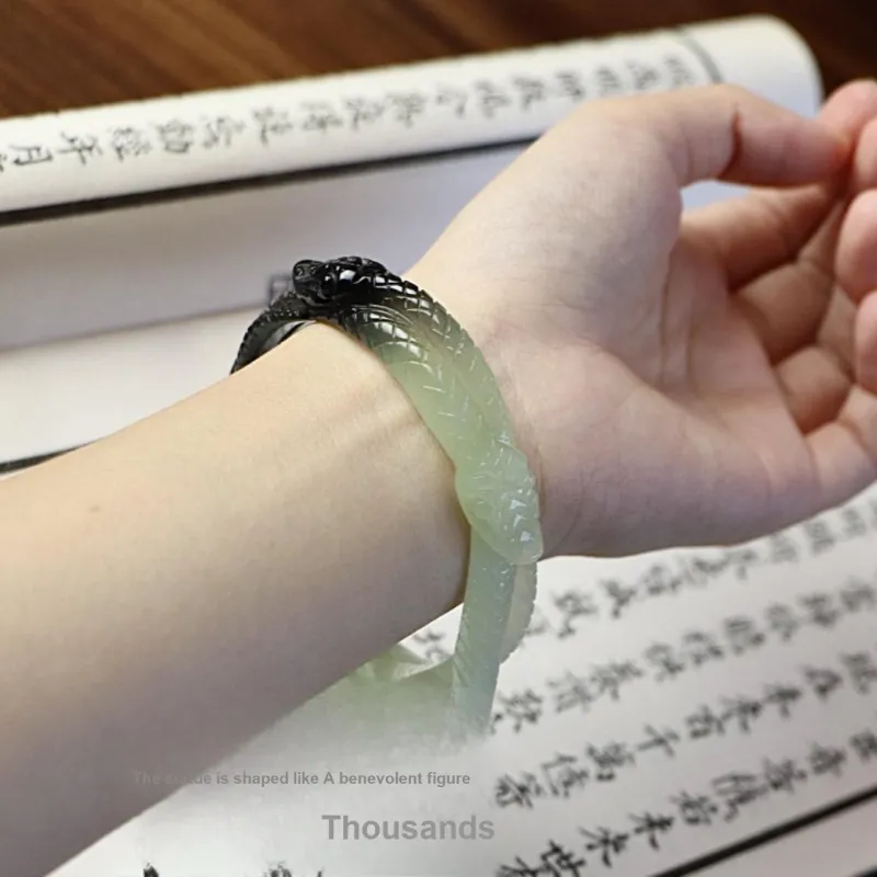 South Asia Natural Serpentine Jade Bangles Unisex-6