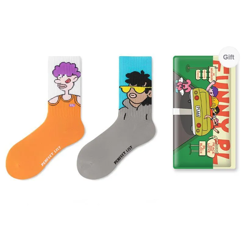 PL Mid Calf Socks Unisex Shopping Bag 2 Pack Mixed Color-19