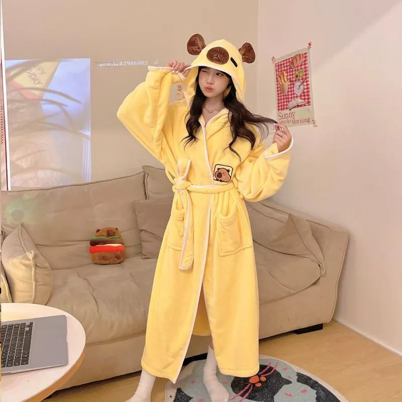 Maultiay Bath Robes Women's Yellow-5