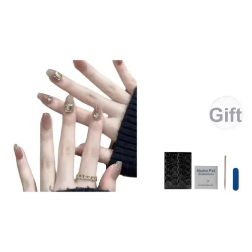 OUYUJI Ручной работы Готовый товар Съемный False Nail False Nail Миндаль MID Шаговый шов Форма Кожа Смужка Стиль Instagram