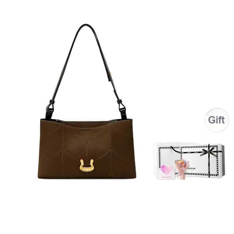 JUST STAR Synthetic Leather Portable Crossbody Underarm Shoulder Bag Regular Women's Brown/Black/White-13