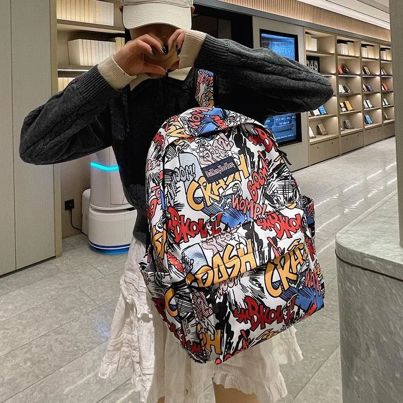 URBAN FOREST Nylon Backpack Unisex Cartoon Character/Explosion Letter-7