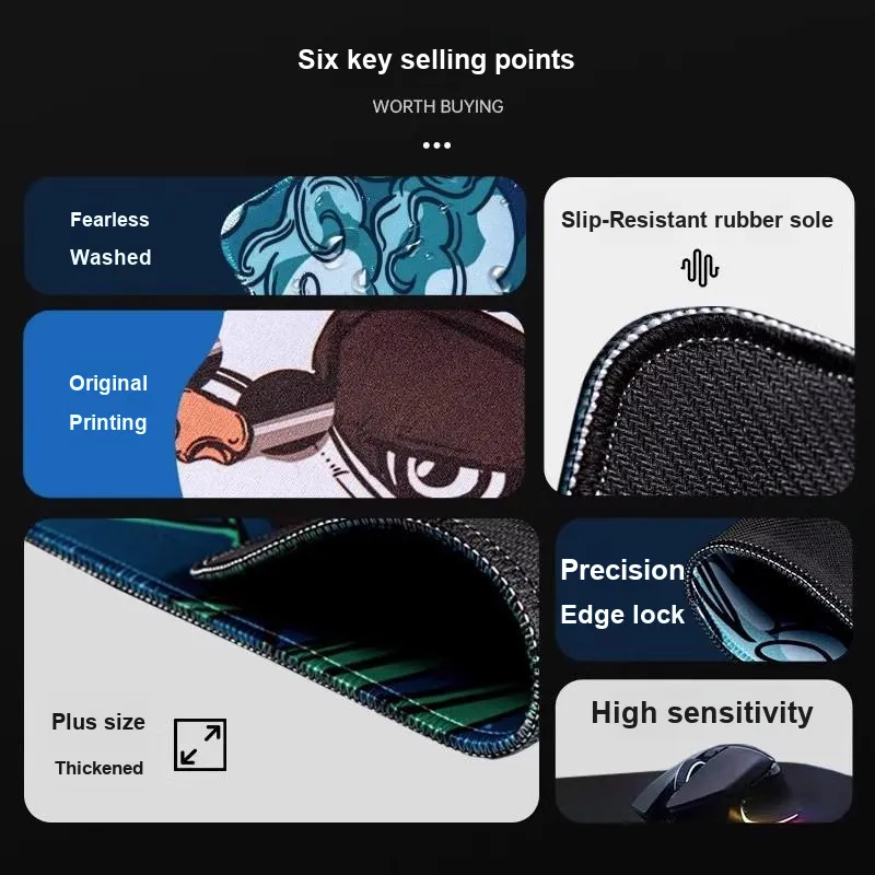 DANYIN Black White Anime Extra Large Minimalist Style Premium Desk Mat For Anime Esports Office, Washable Mouse Pads-1