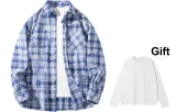 Blue Plaid Fleece-Lined (Comes with Long-Sleeved T-Shirt)