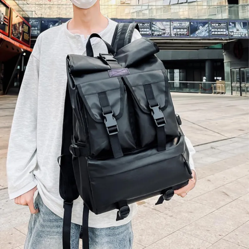 Old Man's Head Fabric Backpack Men's Black-6