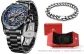 Black Case with Blue Dial Steel Band[Cuban Bracelet--Festival Box Clothing Sets]