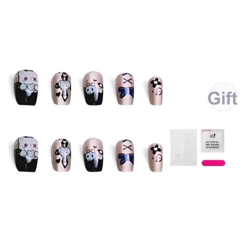 JIABITU Angel Bear False Nail Короткий LADDER Однотонный Jump Цвет Новый китайский стиль