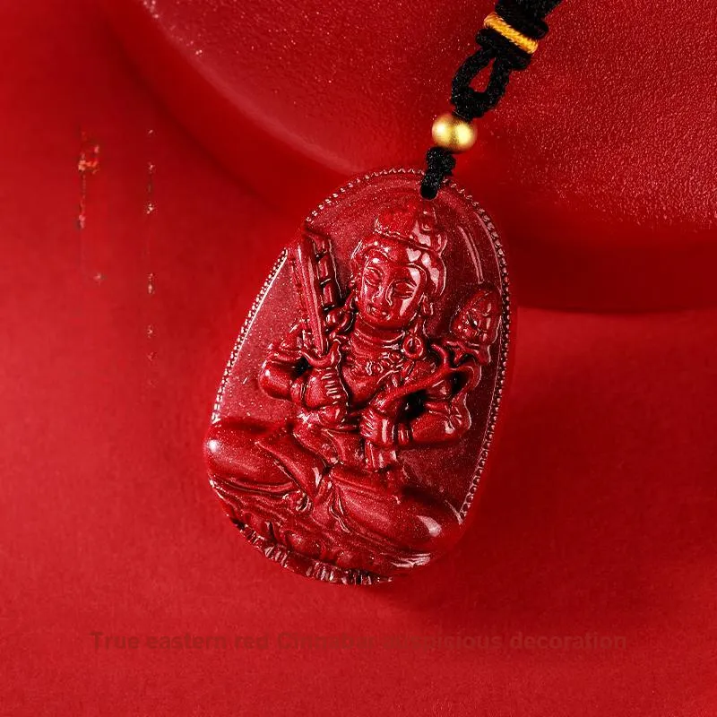 JINLIUFUJIXIANG Reconstructed Cinnabar Necklaces Unisex-48