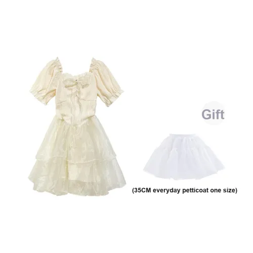 PAVLISOVA Короткое платье с короткими рукавами женское абрикосового цвета