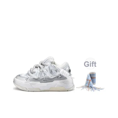 Размер CN Skate Скейтборд Кроссовки Низкие Топ Серебристо-Белые Унисекс