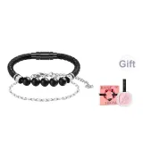 Black Agate & Five Elements Gold Bracelet