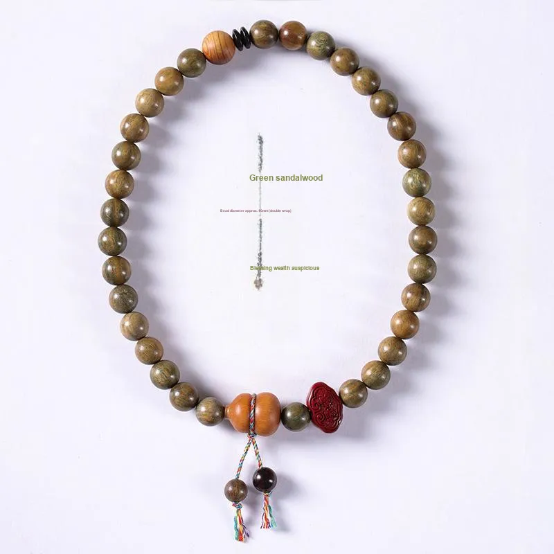 HANCANG Green Sandalwood Wooden Bead Strings Unisex-4