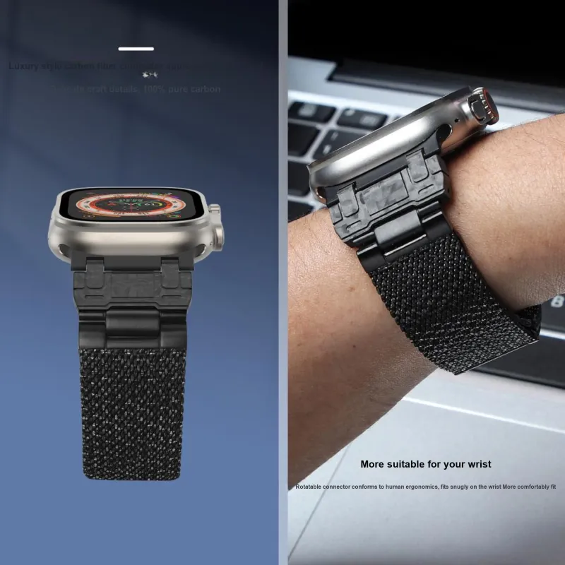 HUALIMEI Watch Band Apple Compatibility 49mm Magnetic Carbon Fiber Material-1