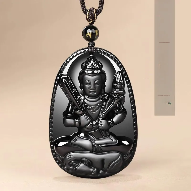 Stone On The Line Natural Obsidian Pendants Unisex-4