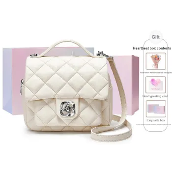 JUST STAR Synthetic Leather Handheld One Shoulder Handbag Women's White/Black/Pink