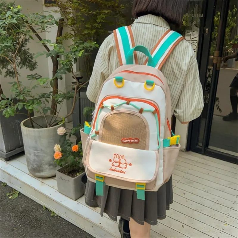 Duoluplo Doron Paul Nylon Backpack Regular Women's Black/Light Blue/Purple/Khaki-1