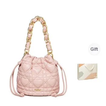 15 MINS Synthetic Leather One Shoulder Handbags Small Size Women's Cream Pink/Ecru