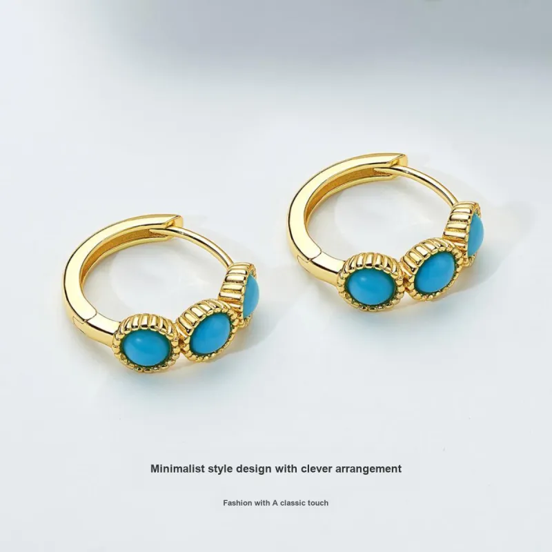 ME LUXE Turquoises Hoop Earrings, Elegant And Stylish Ear Clips Women's-3