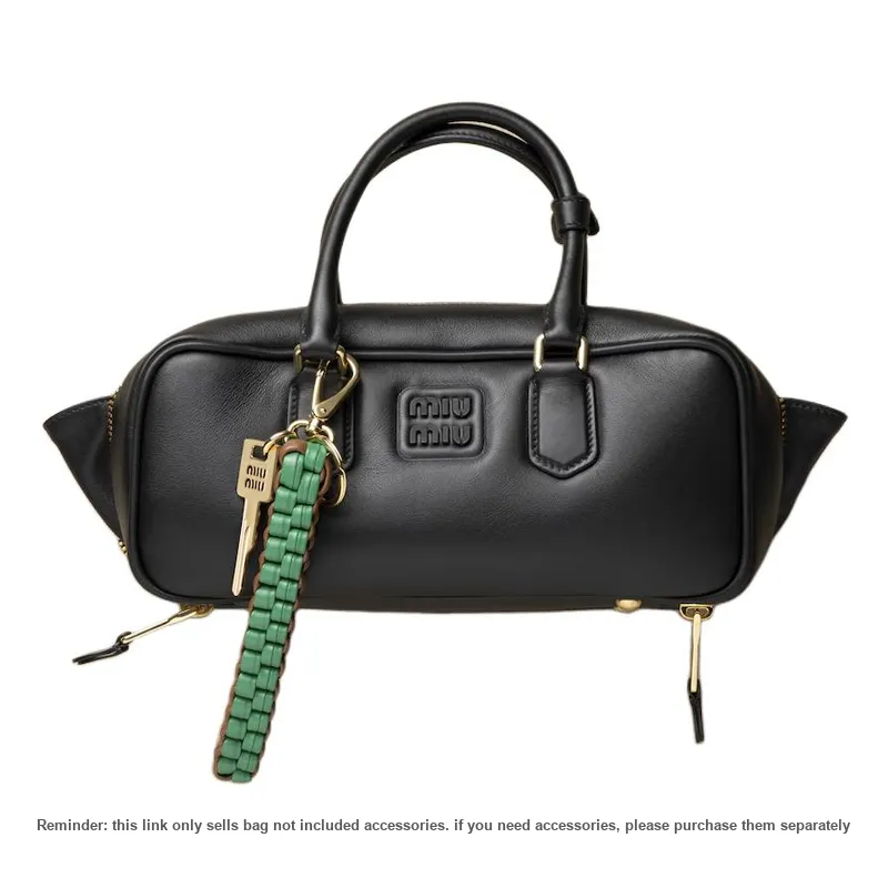 MIU MIU Arcadie Series Calfskin Bowling Bag, Shoulder Bag, Crossbody Bag, Handbag Tubas Women's Black-5