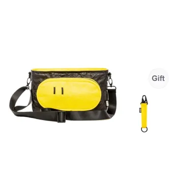 One Person's Planet DuPont Paper Crossbody Bag Medium Size Unisex Black Yellow
