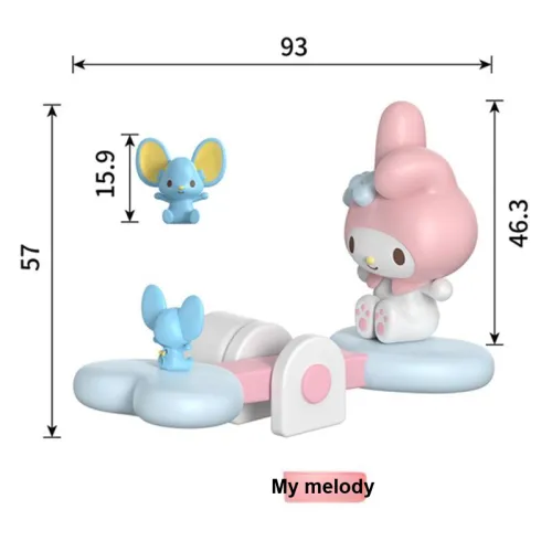 Санрио Cute Cartoon Веселье Seesaws Кукла Магнит для холодильника Слепые коробки Один Mystery Коробка Целая коробка 6 шт