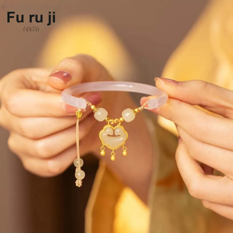 Fu Ru Ji Bangles Pale Greenish White Jade Women's-1