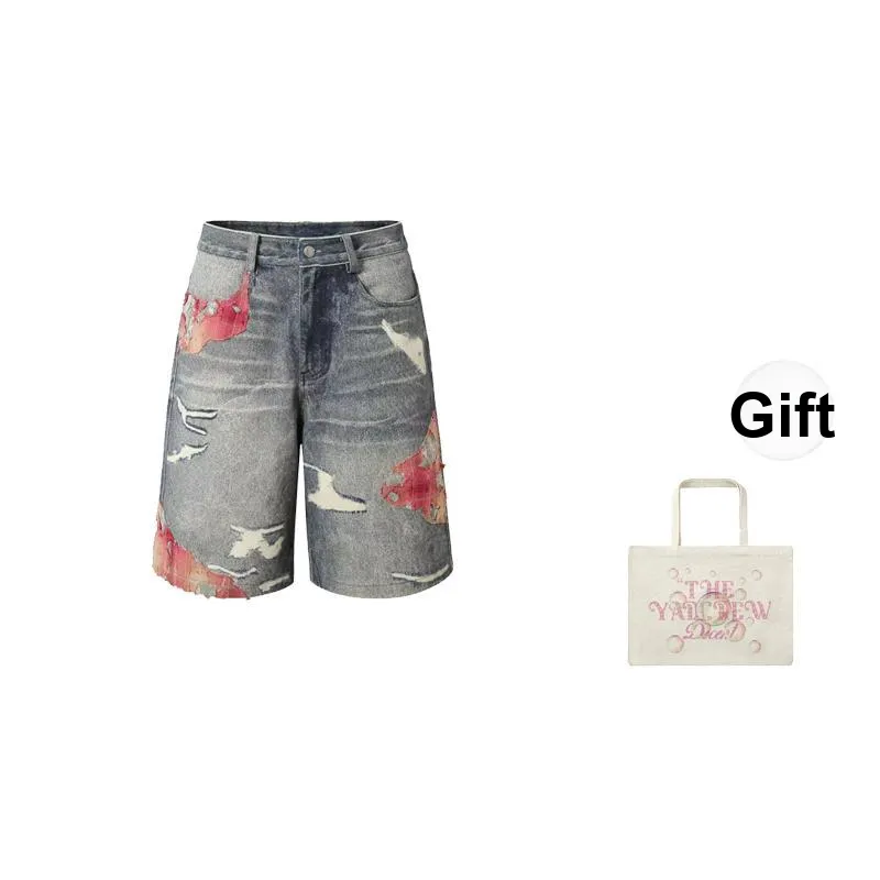 YADcrew Denim Shorts Unisex Blue
