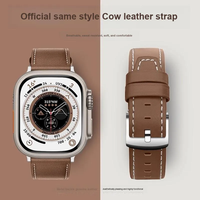 PULAISI Watch Band Apple Compatibility Cowhide Leather Material-6