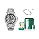 Premium Bracelet Square Box-Silver Case White Dial Silver Steel Band